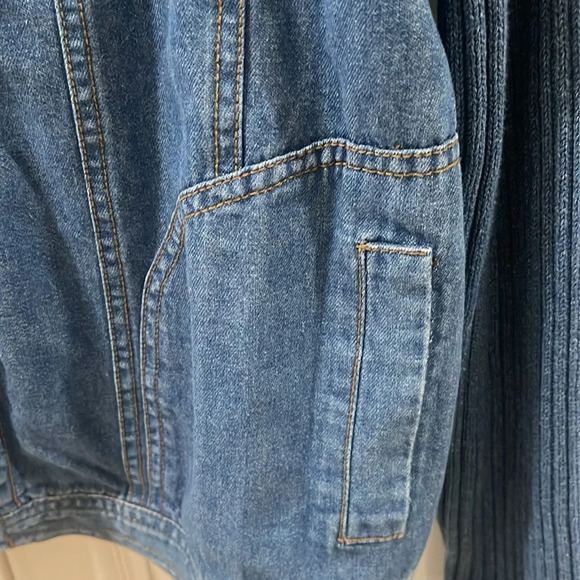 Vintage Coldwater creek jean jacket sweater zip Jeans blue Denim knit back sz M - Picture 11 of 13